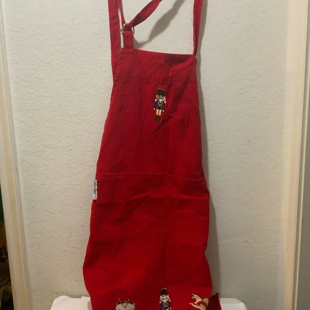 Williams Sonoma Apron Adult Red Cotton Canvas Two Pockets Adjustable Tie Classic